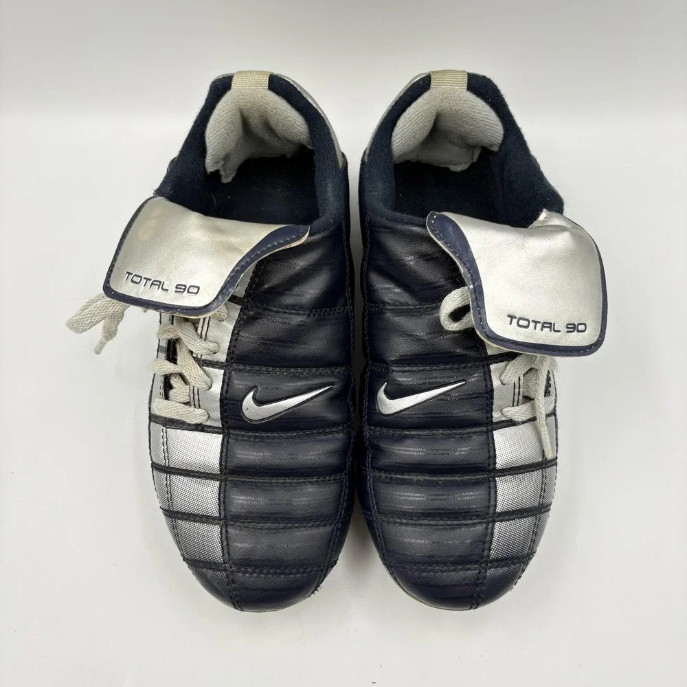 Nike Total 90 Shoes Youth Size 1.5Y Blue Silver Soccer Cleats 302240-408‎